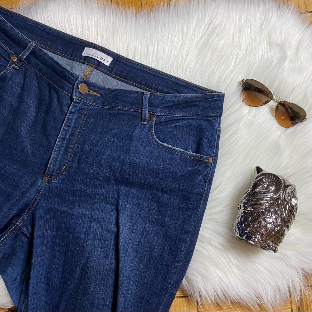Ann Taylor LOFT Dark Blue Straight-Leg Jeans